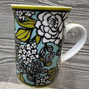 Vera Bradley Porcelain Mug Island Blooms Blue Green Retro Floral Design